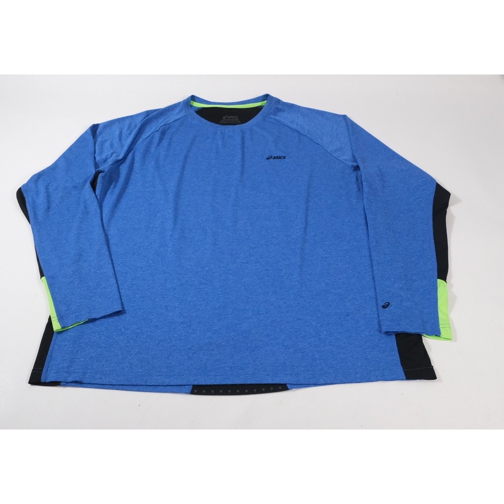 Asics Running Shirt Mens 2XL‎ Blue Long Sleeve Athletic Performance Reflective